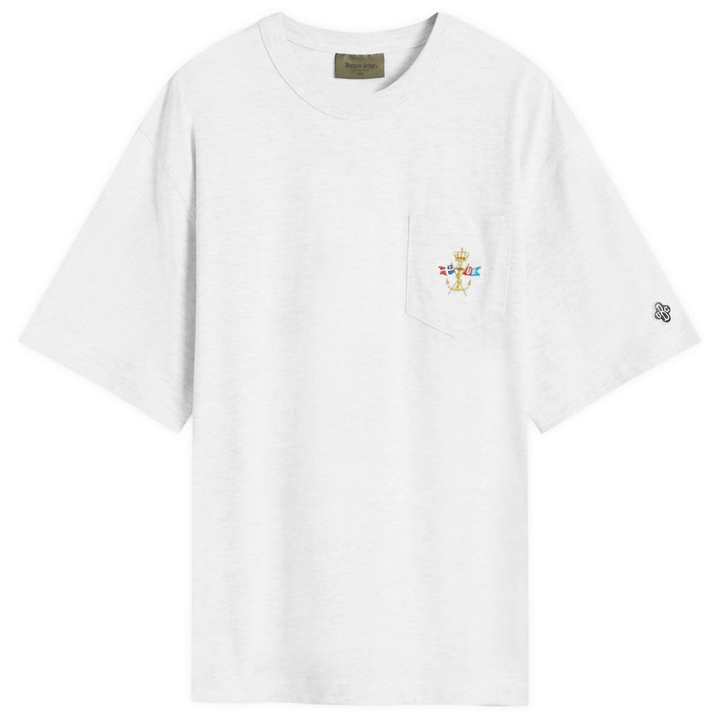 Photo: Uniform Bridge Men's Flag Pocket T-Shirt in White Melange