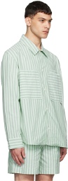 Maison Kitsuné Green Striped Shirt
