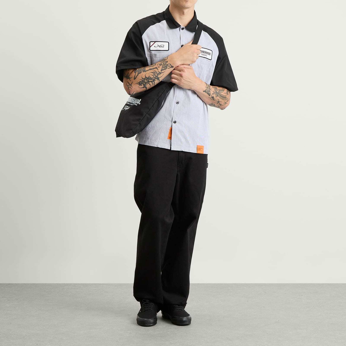 Neighborhood Men's Logo Shoulder Bag in Black 