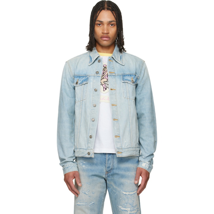 Photo: COÛT DE LA LIBERTÉ Blue Johnny Vintage DBL Dip Denim Trucker Jacket