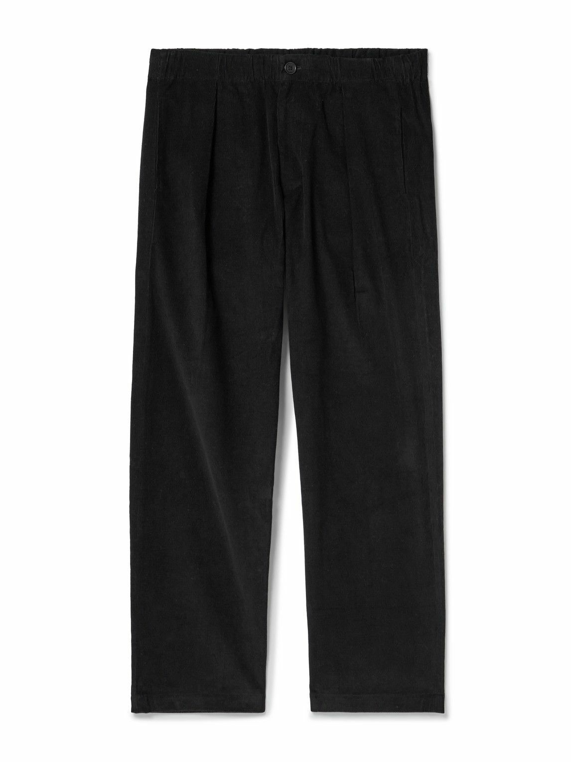 Kardo - Taka Straight-Leg Embroidered Cotton-Corduroy Trousers - Black