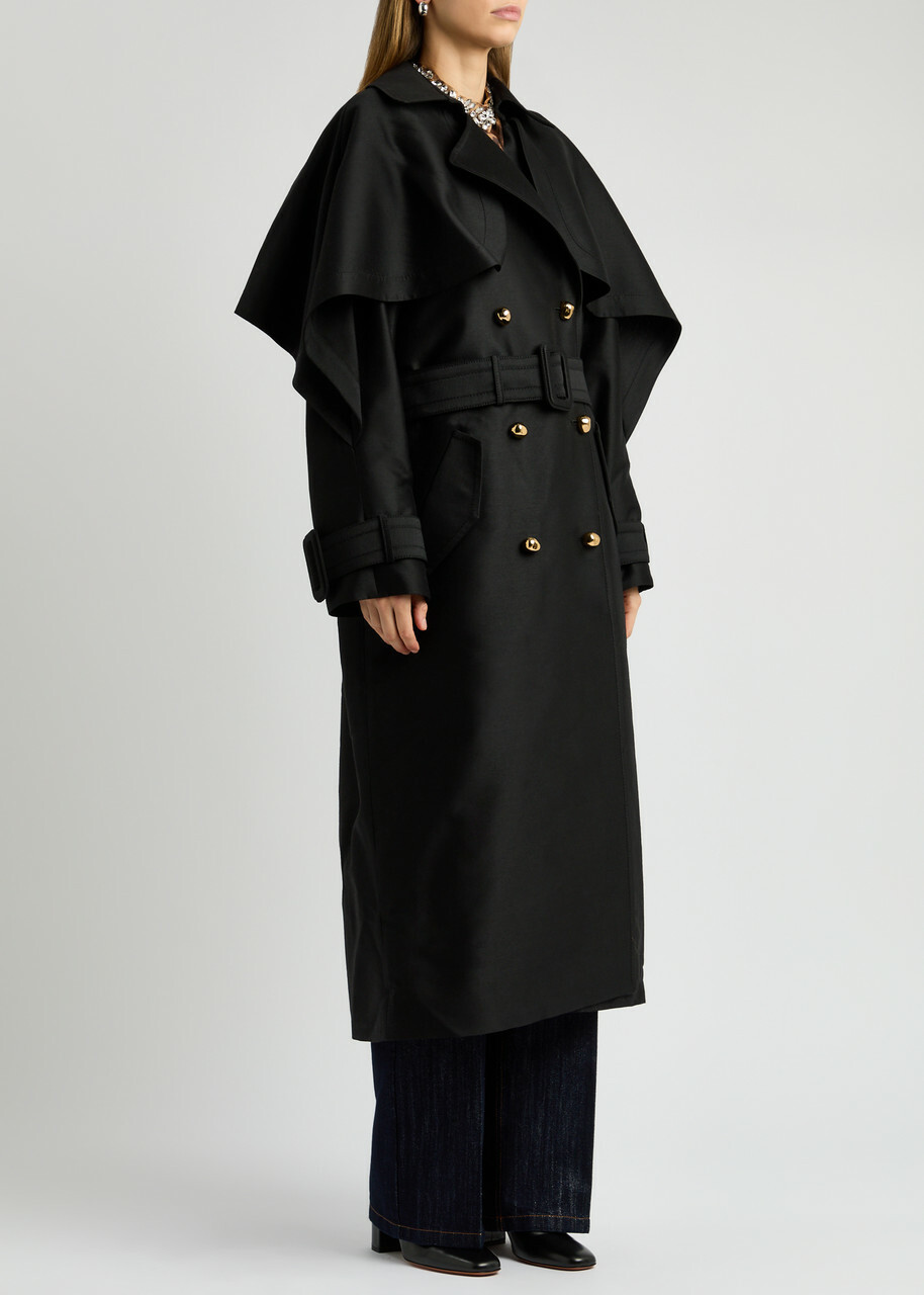 Zimmermann Cape Wool-blend Trench Coat Black