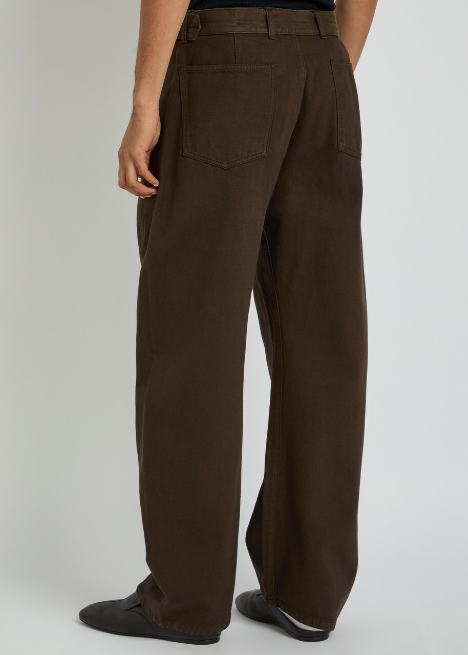 Lemaire Twisted Belted Denim Trousers Brown