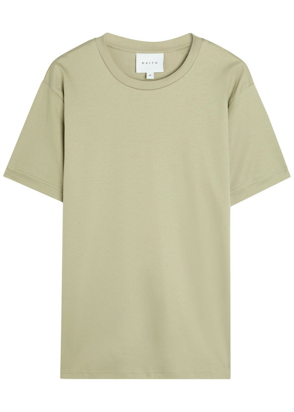 Photo: Raith Crew-neck Cotton T-shirt Sage