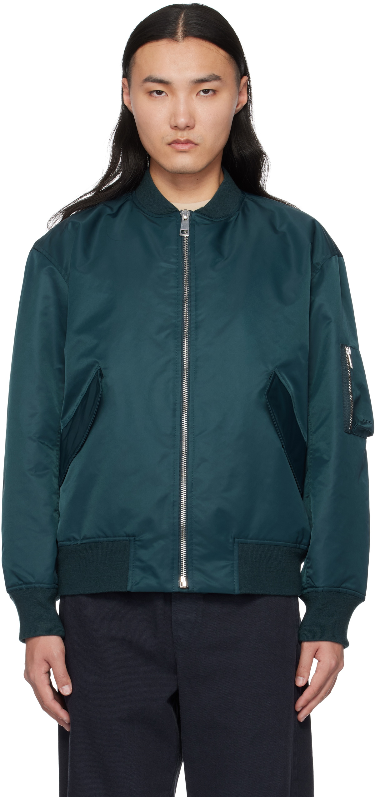 A.P.C. - Bryan Suede Bomber Jacket - Blue A.P.C. A.P.C. - Bryan Suede Bomber Jacket - Blue A.P.C.