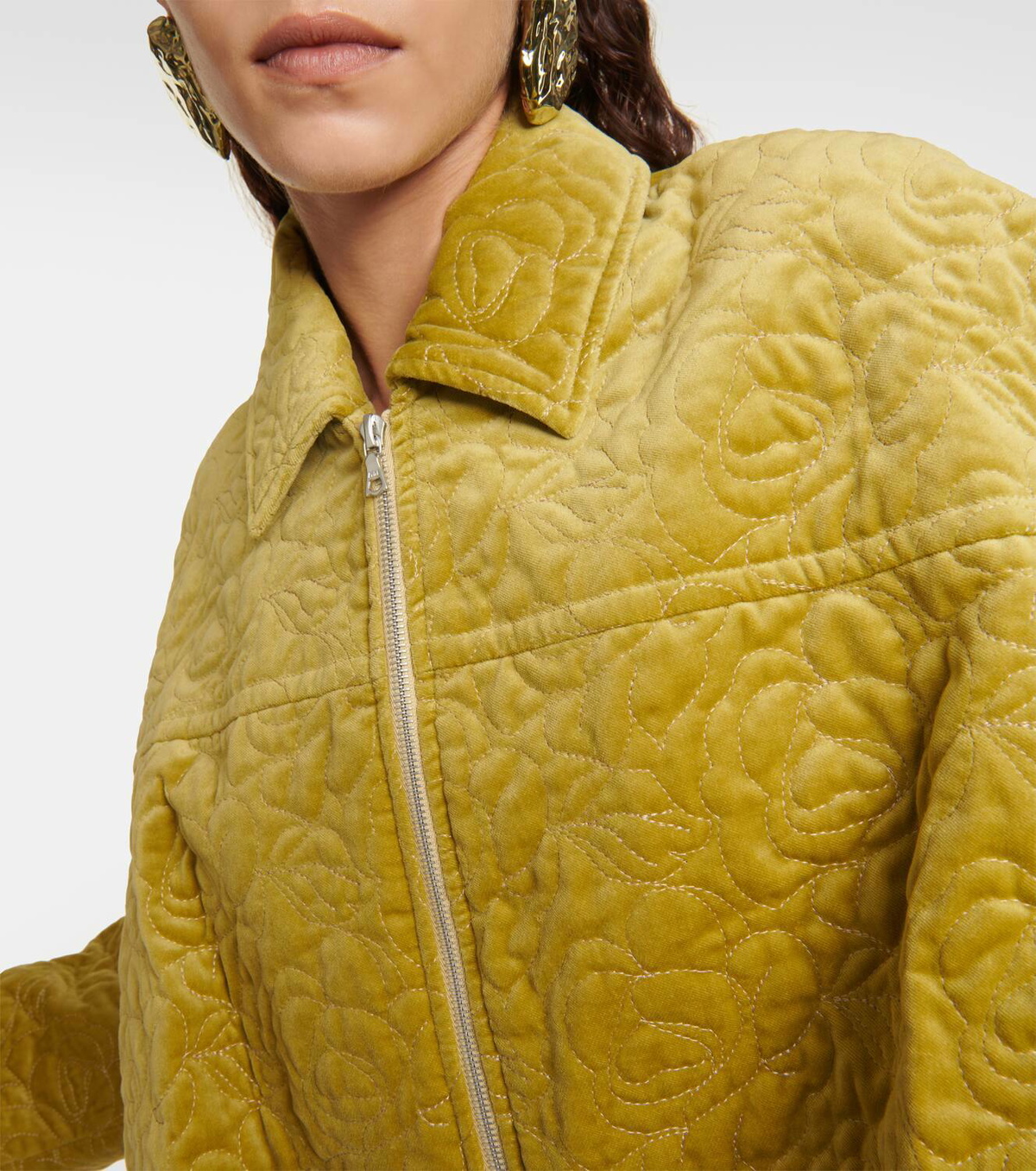 Dries Van Noten Quilted floral velvet jacket