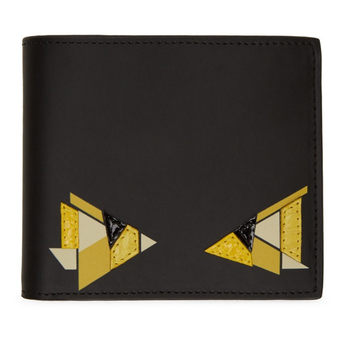 Photo: Fendi Black and Yellow Digital Bag Bugs Classic Wallet