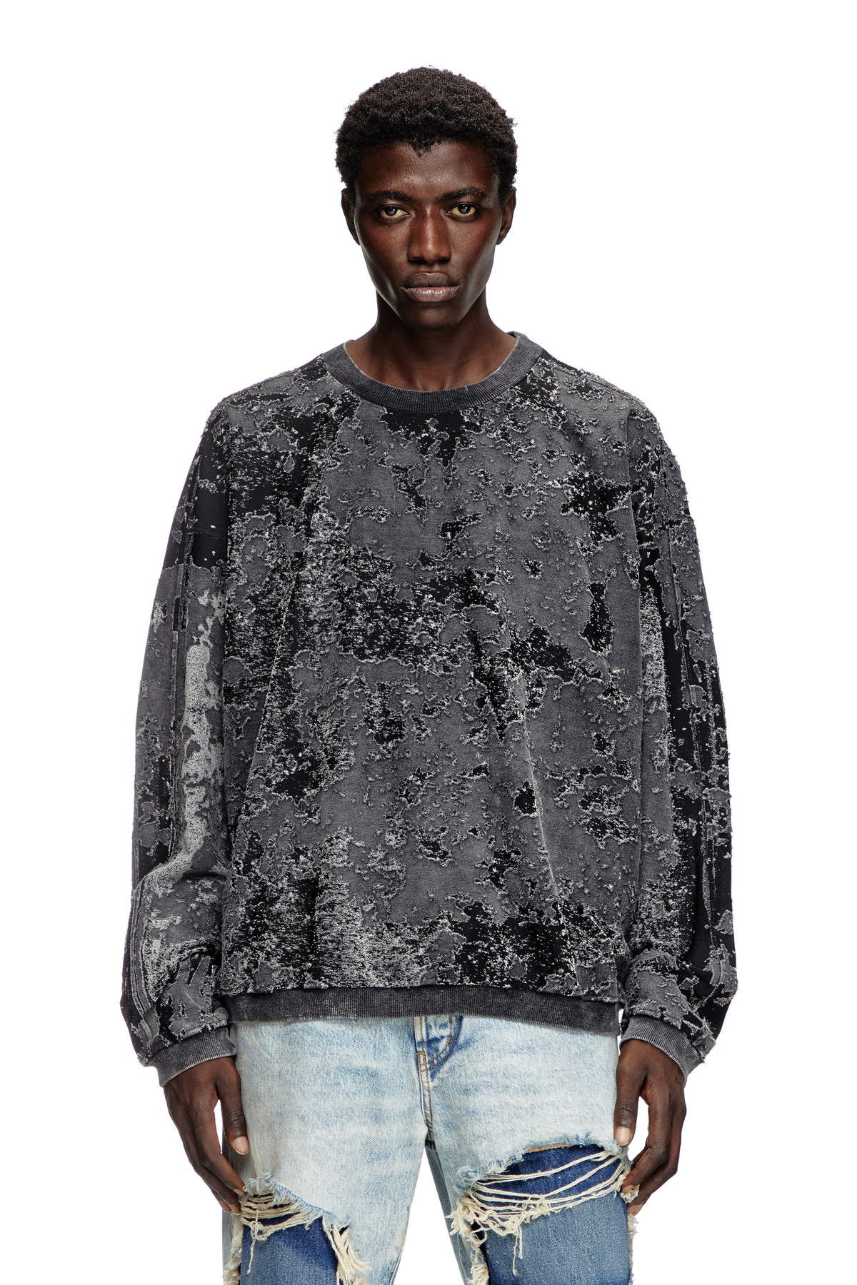 Diesel Burnout sweatshirt with camo effect - Sweaters Mens in