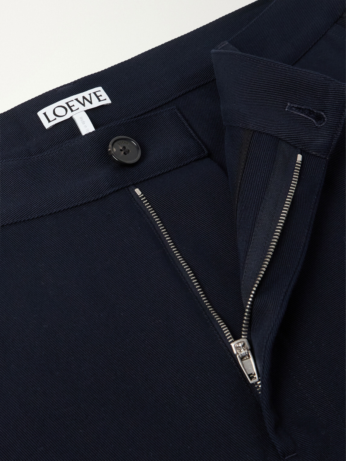 LOEWE - Logo-Embroidered Wide-Leg Cotton-Blend Drill Trousers - Blue