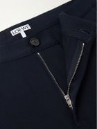 LOEWE - Logo-Embroidered Wide-Leg Cotton-Blend Drill Trousers - Blue
