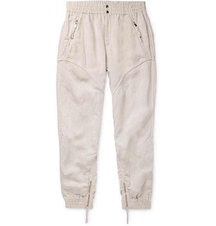 Photo: Isabel Marant - Oarris Tapered Tencel and Linen-Blend Trousers - Ecru