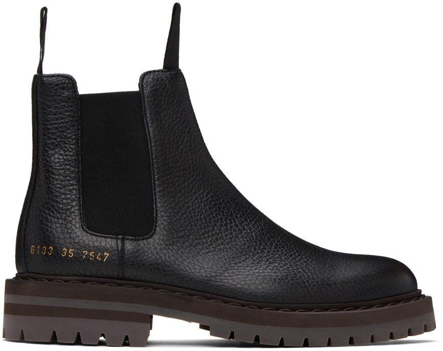 Photo: Common Projects Black Leather Chelsea Boots
