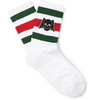 Gucci - Appliquéd Striped Stretch Cotton-Blend Socks - Men - White