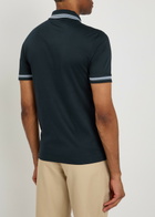Boss Striped Trims Cotton Polo Shirt Navy