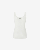 Pinko Lightweight Ribbed Vest Top With Rips Snow White