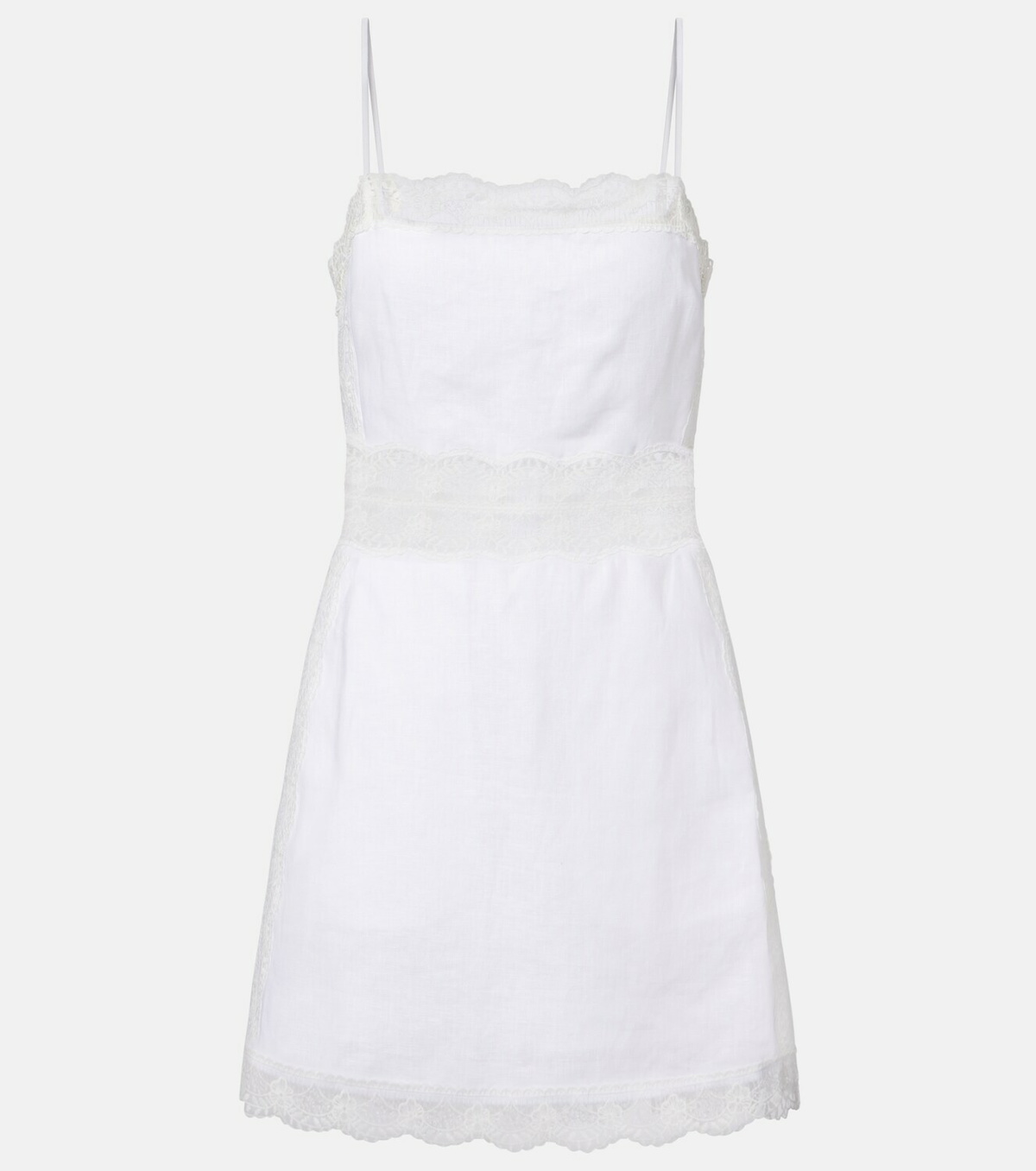 Staud Amalina lace-trimmed linen minidress