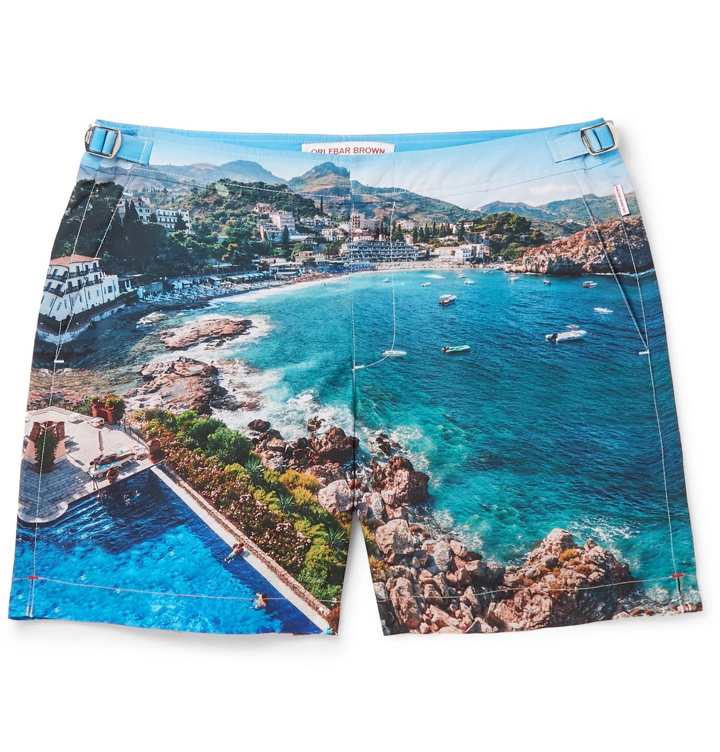 Photo: Orlebar Brown - Stuart Cantor Bulldog Mid-Length Printed Swim Shorts - Blue