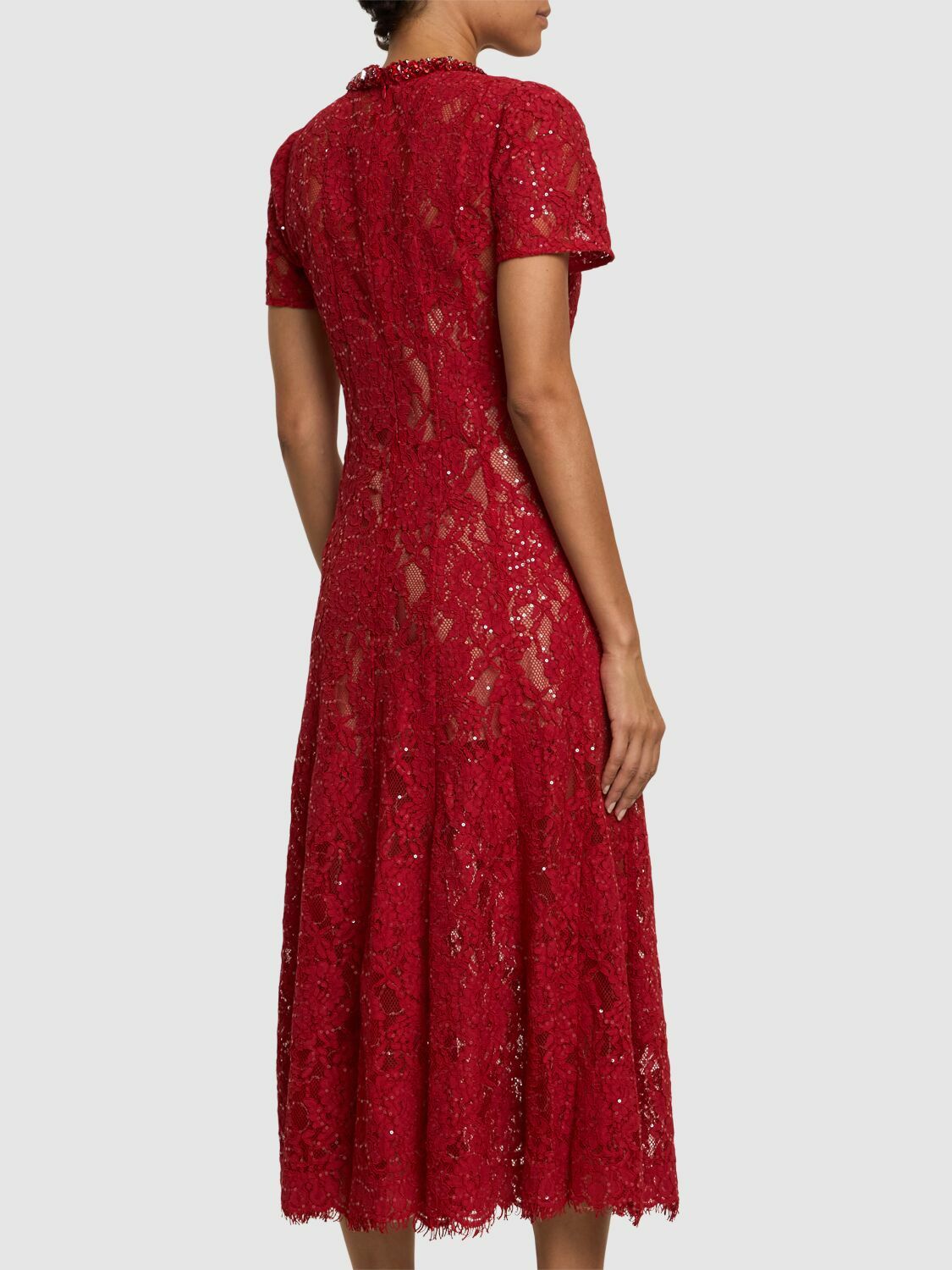 SELF-PORTRAIT Sequined Lace Midi Dress Self-Portrait