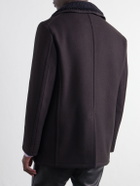 TOM FORD - Shearling and Leather-Trimmed Woven Wool-Blend Coat - Brown