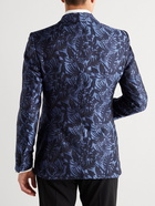 Favourbrook - Botanics Grosgrain-Trimmed Cotton and Silk-Jacquard Tuxedo Jacket - Blue