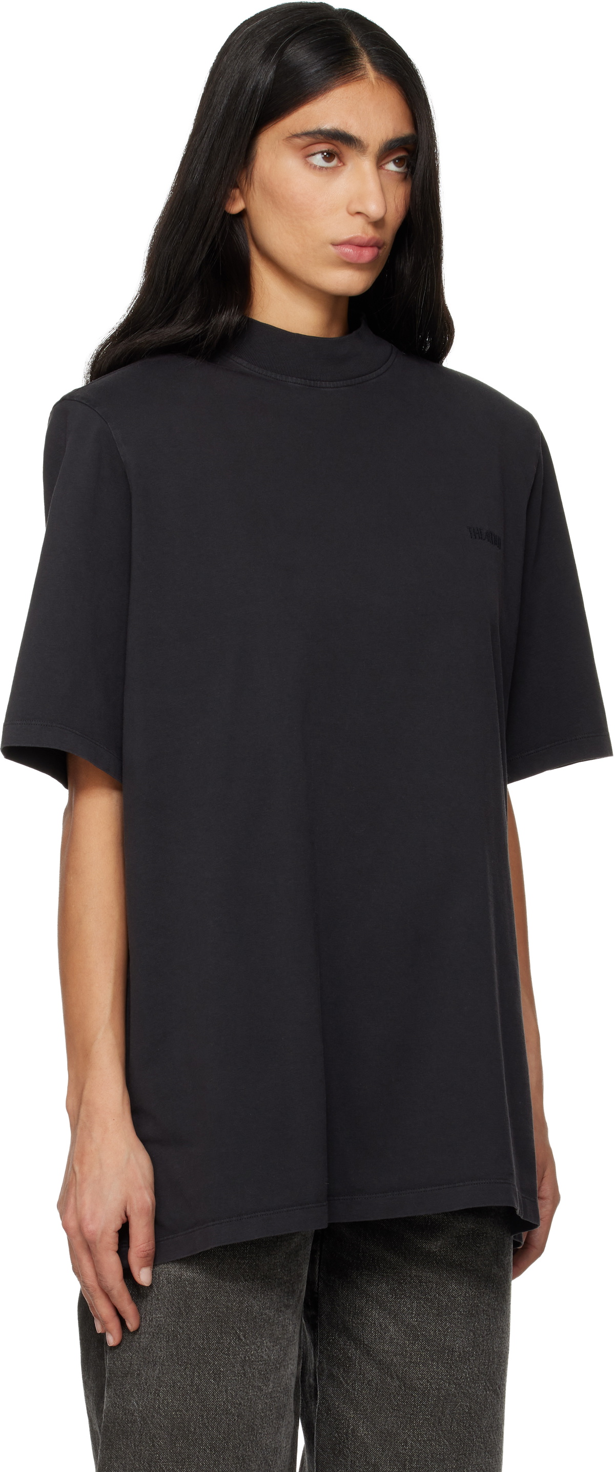 The Attico Black Padded Shoulder T-shirt