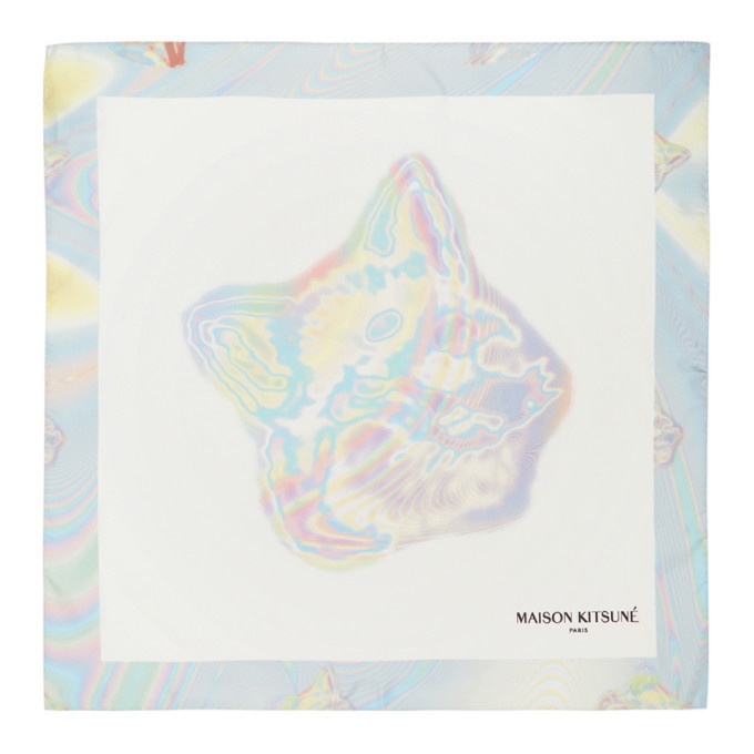 Photo: Maison Kitsune Multicolor Silk Hologram Fox Head Scarf