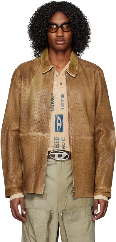 Photo: Diesel Brown L-Clime Leather Jacket