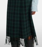 Polo Ralph Lauren Checked fringed wool-blend wrap skirt