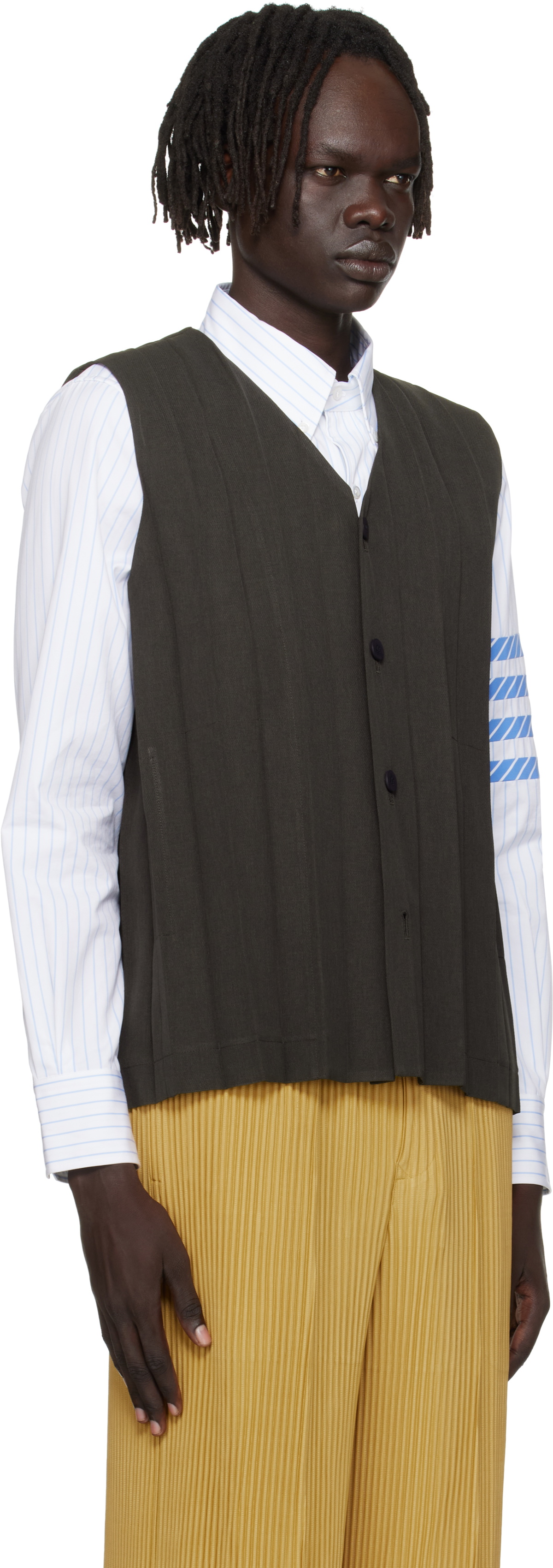 HOMME PLISSÉ ISSEY MIYAKE Brown Edge Ensemble Vest