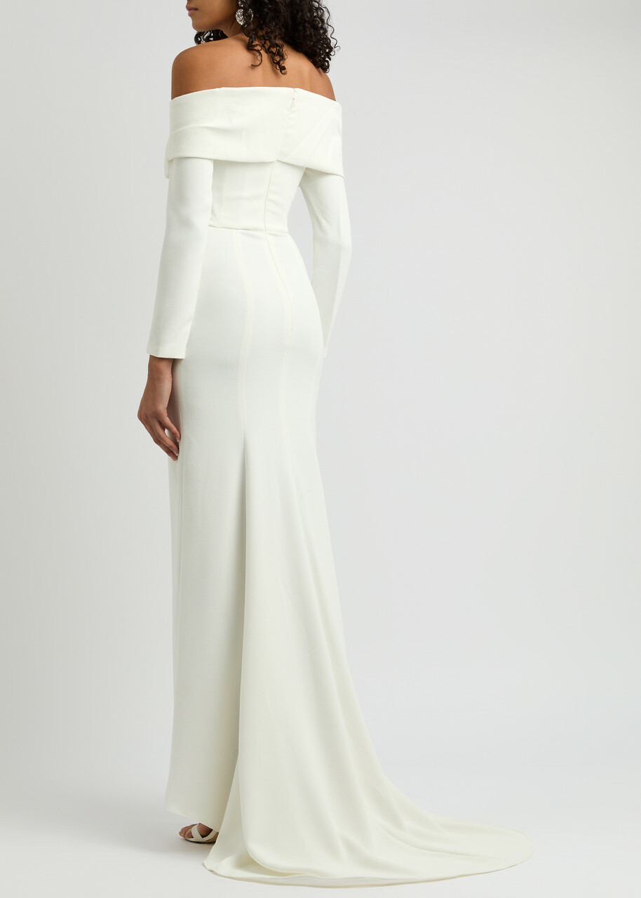 Solace London Lyla Off-the-shoulder Gown Cream