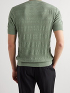 Mr P. - Slim-Fit Pointelle-Knit Cotton-Blend T-Shirt - Green