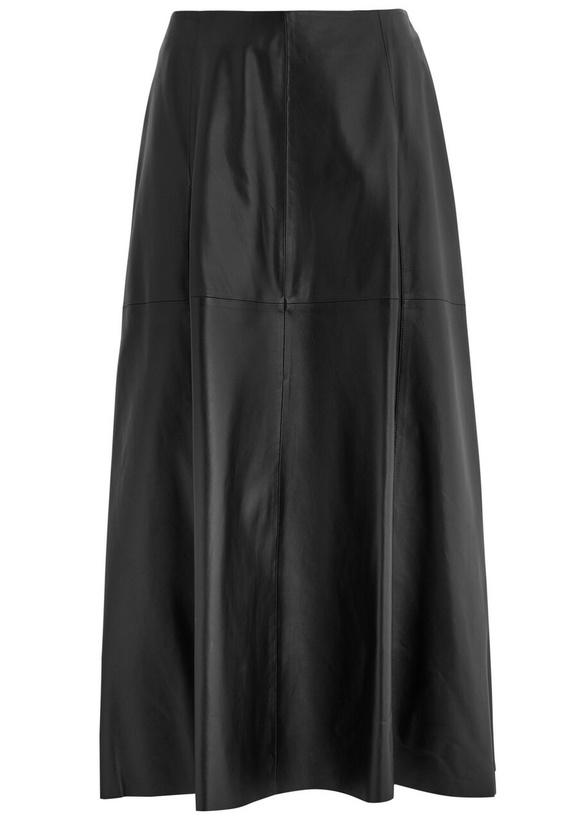 Photo: Arma Irina Panelled Leather Midi Skirt Black