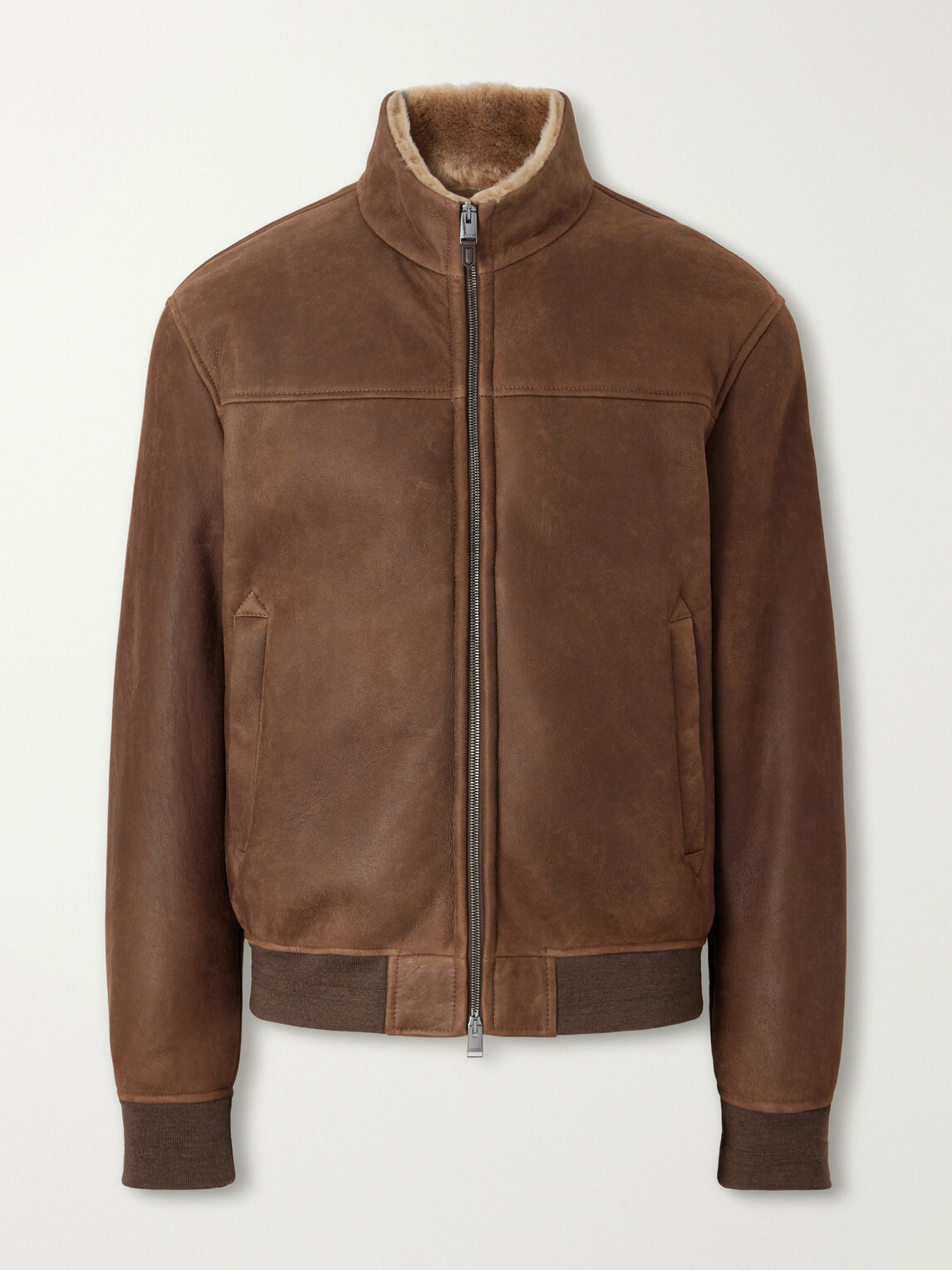 Canali - Shearling-Lined Full-Grain Leather Jacket - Brown