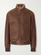 Canali - Shearling-Lined Full-Grain Leather Jacket - Brown