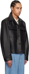 WOOYOUNGMI Black Deer Leather Jacket