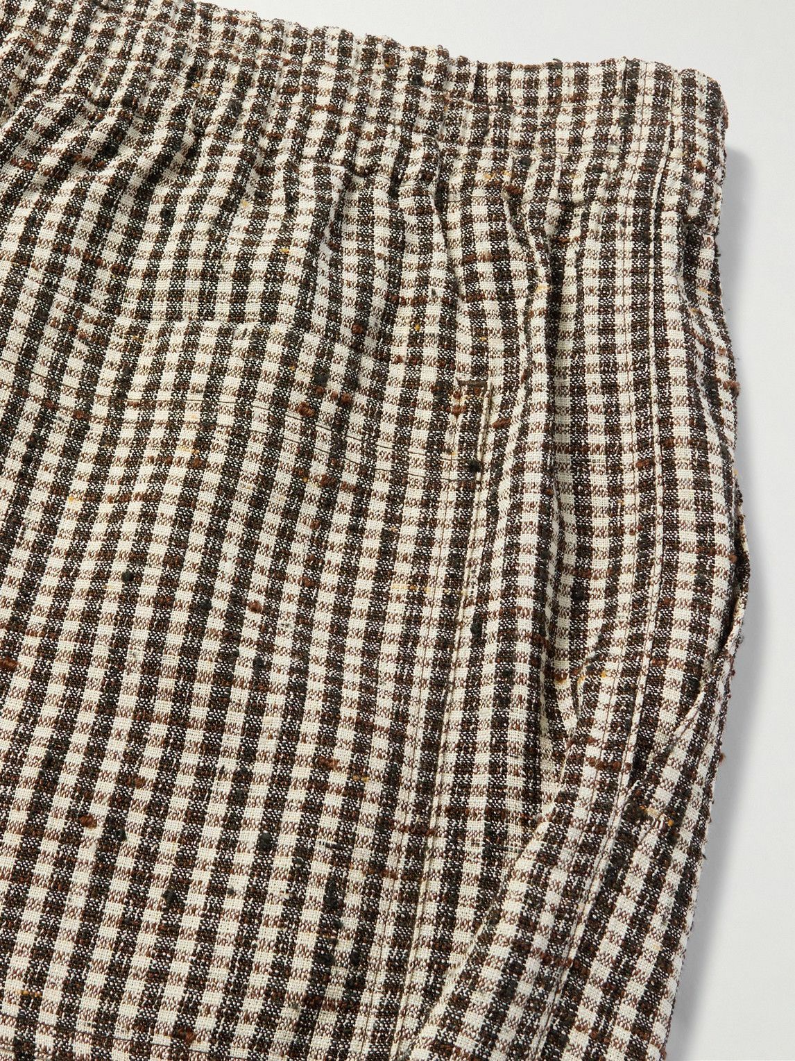 Bottega Veneta - Straight-Leg Checked Woven Shorts - Brown