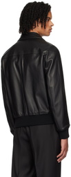 Lardini Black Zip Leather Bomber Jacket