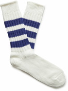 Rostersox - Metallic Striped Ribbed Cotton-Blend Socks