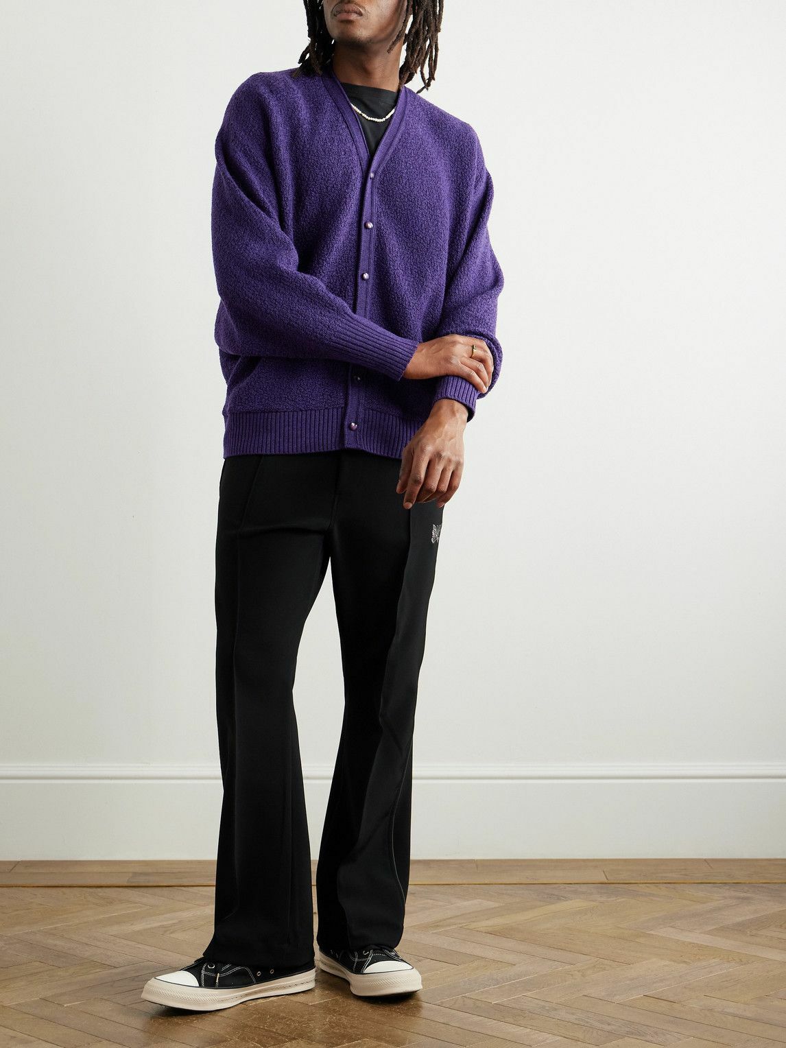 Needles - Merino Wool-Bouclé Cardigan - Purple