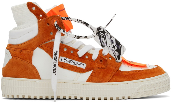 Photo: Off-White White & Orange Off Court 3.0 High Sneakers