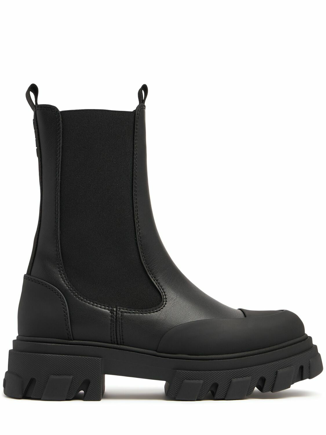GANNI 50mm Mid Leather Chelsea Combat Boots