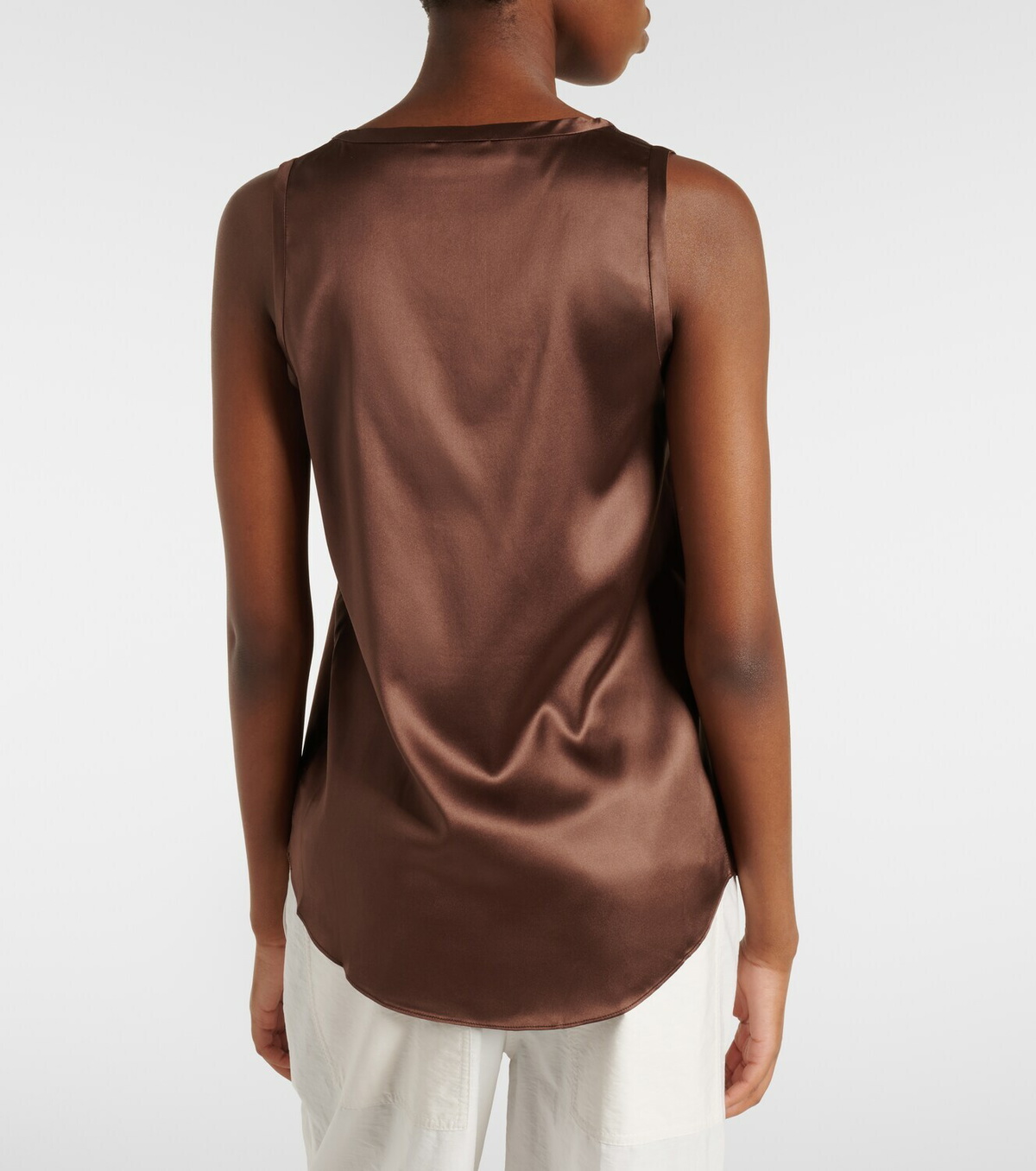 Brunello Cucinelli Silk-blend satin tank top