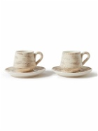 Brunello Cucinelli - Set of Two Glazed Ceramic Mugs and Saucers
