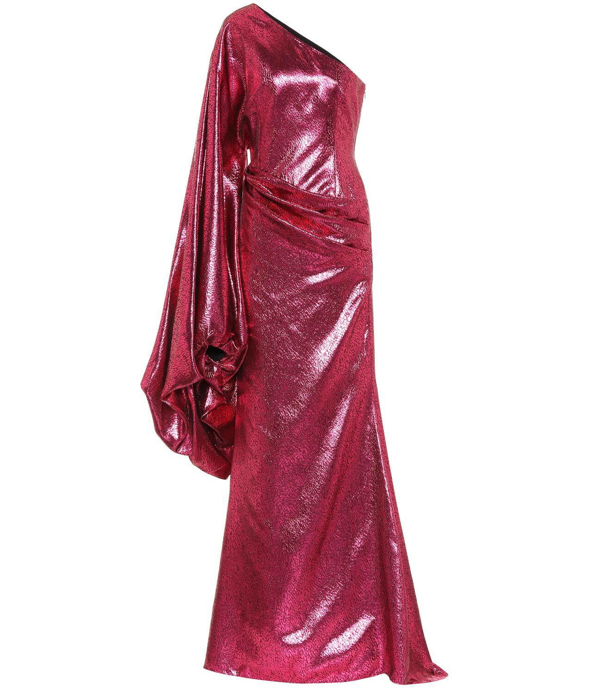 Halpern Metallic asymmetric gown