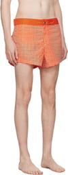 Jean Paul Gaultier Orange Gingham Swim Shorts