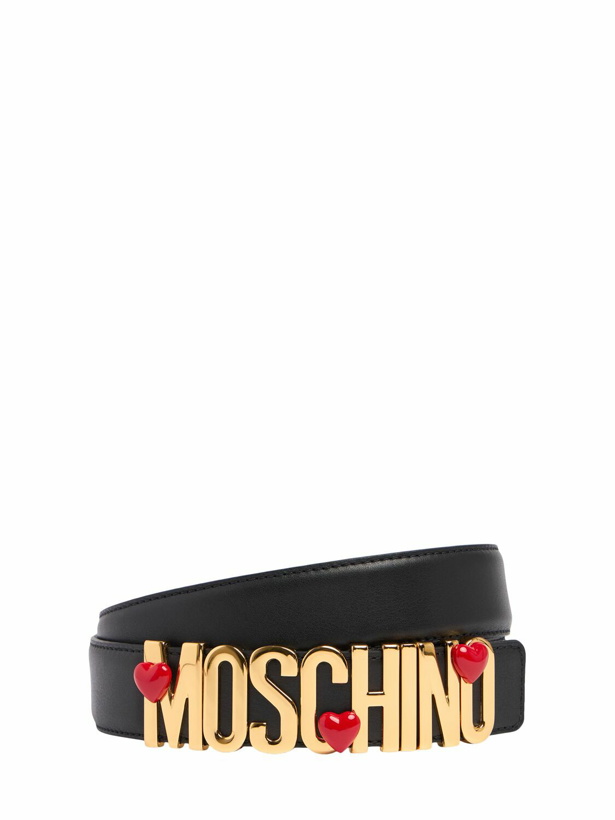 Photo: MOSCHINO 3.5cm Logo Soft Nappa Belt