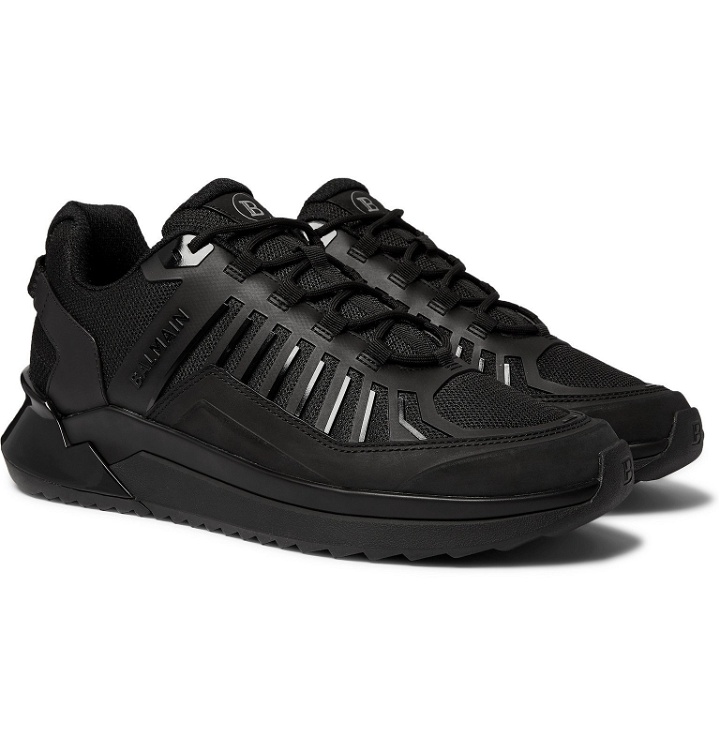 Photo: Balmain - B-Trail Leather and Mesh Sneakers - Black