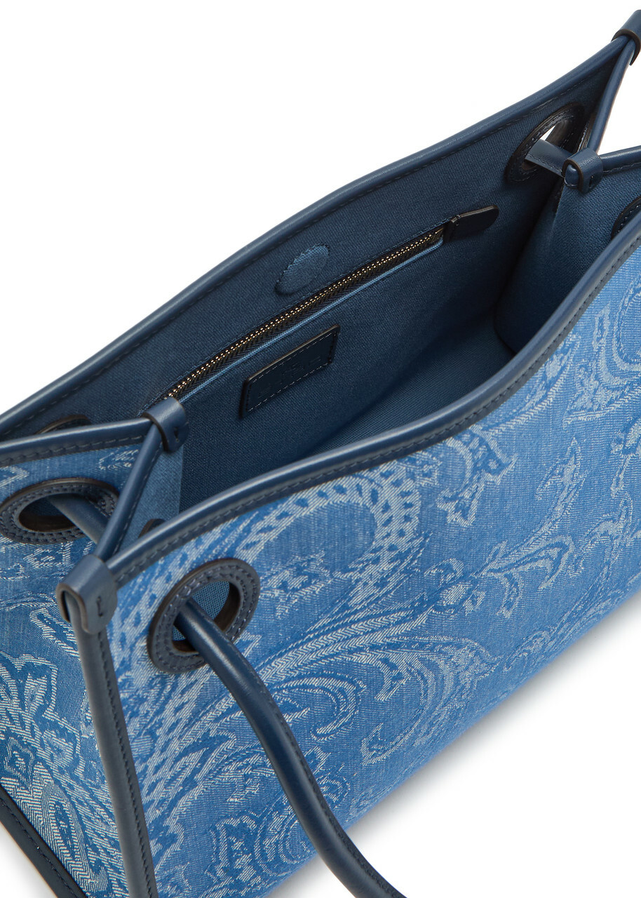 Etro Shopping Jacquard Leather and Denim Tote bag - One Size