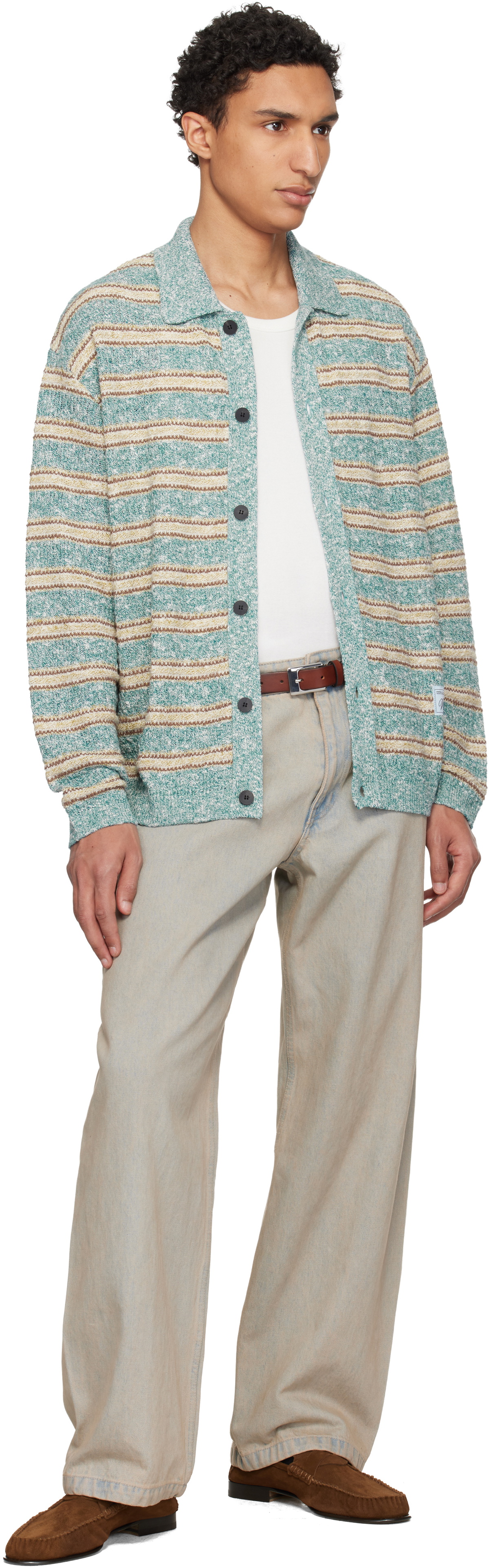 WOOYOUNGMI Blue Striped Cardigan