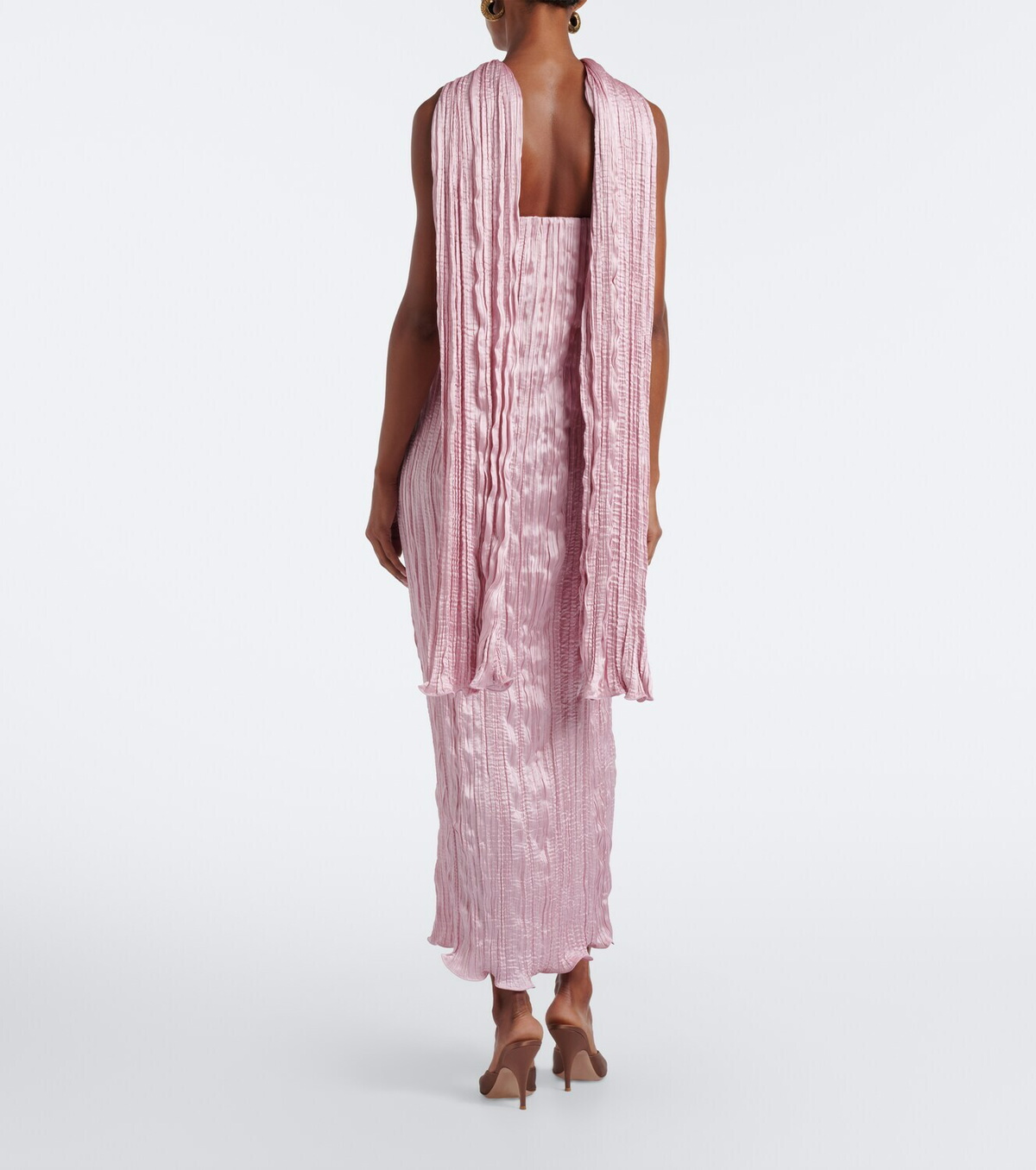 Posse Esme scarf-detail crinkled maxi dress